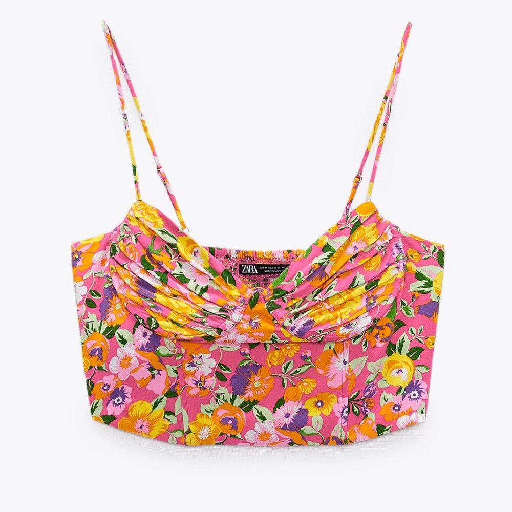 Zara Floral Print Crop Top - Picture 4 of 6